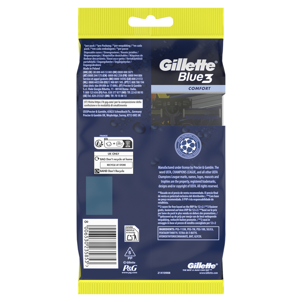 Gillette Blue 3 Comfort Rasoirs Jetables - 14 Pièces