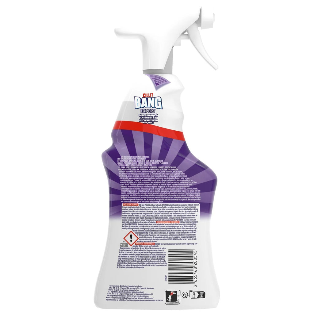 CILLIT BANG Expert Spray nettoyant salle de bain javellisant désinfectant élimine 99,9% des bactéries et virus 750 ml