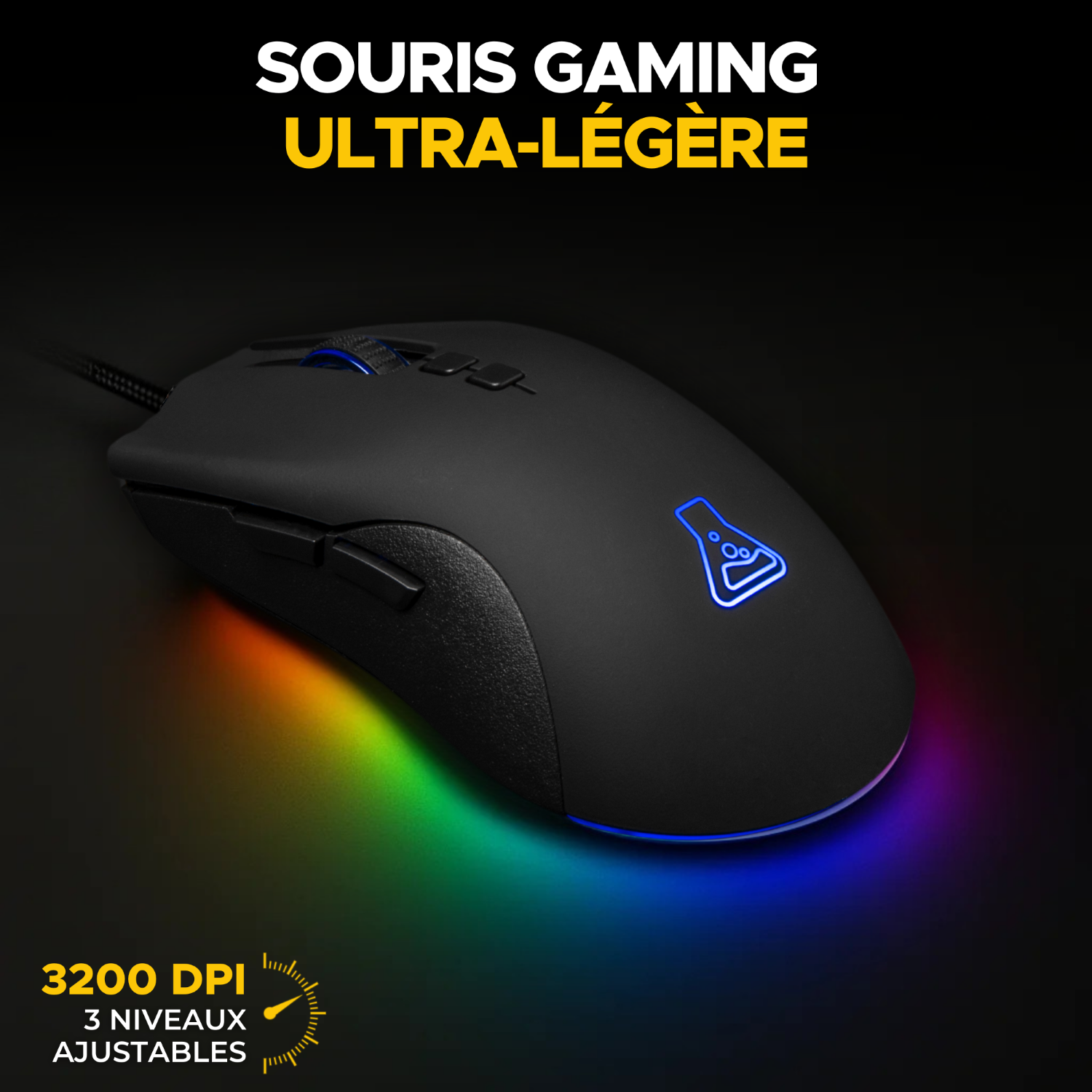 THE G-LAB Combo Argon E Combo Set Clavier et Souris Gaming Filaire - AZERTY, 3200 DPI, 6 Boutons - Noir
