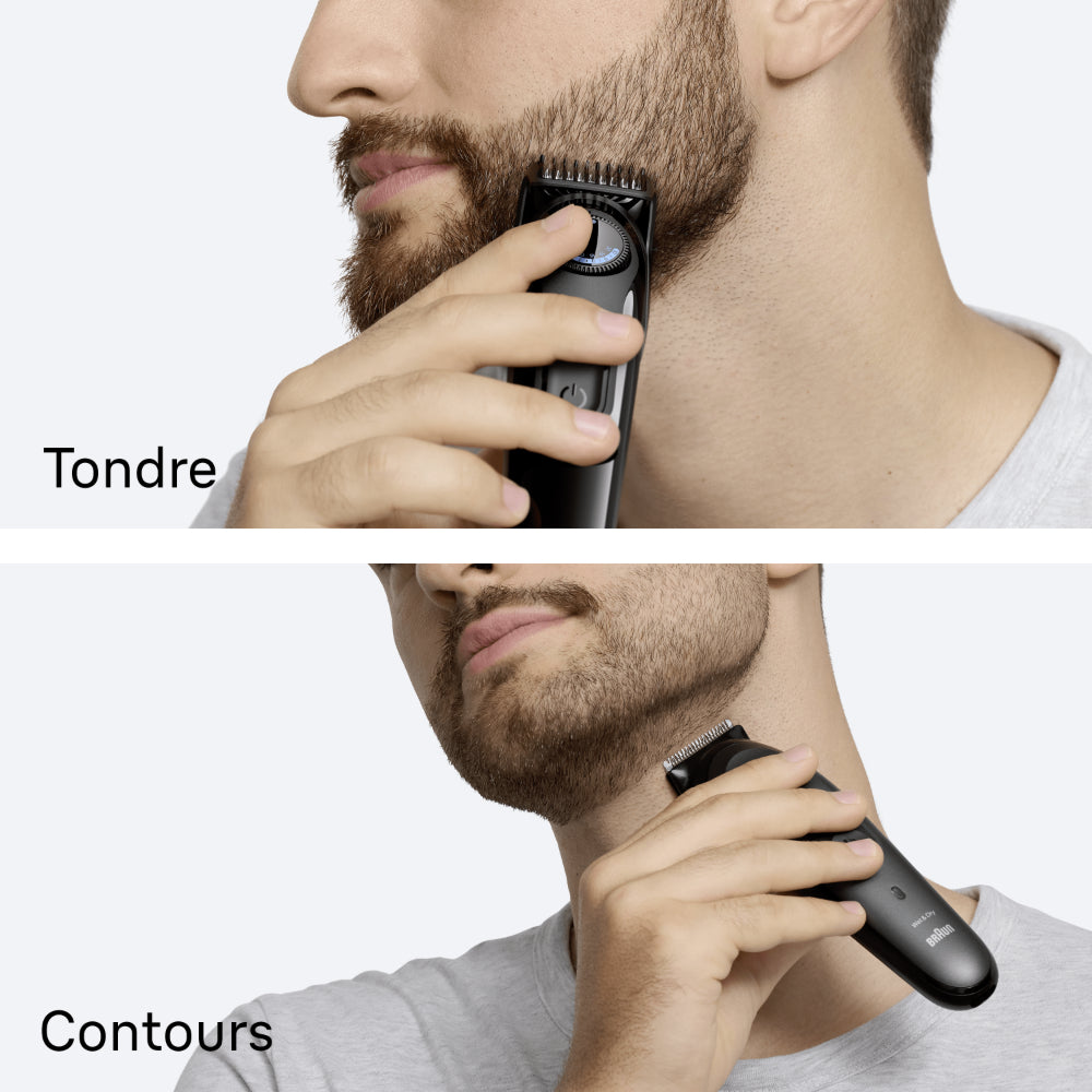 BRAUN BT3520 Series 3 Tondeuse à barbe +3 accessoires de style avec 40 réglages de longueur et lames affûtées - Noir