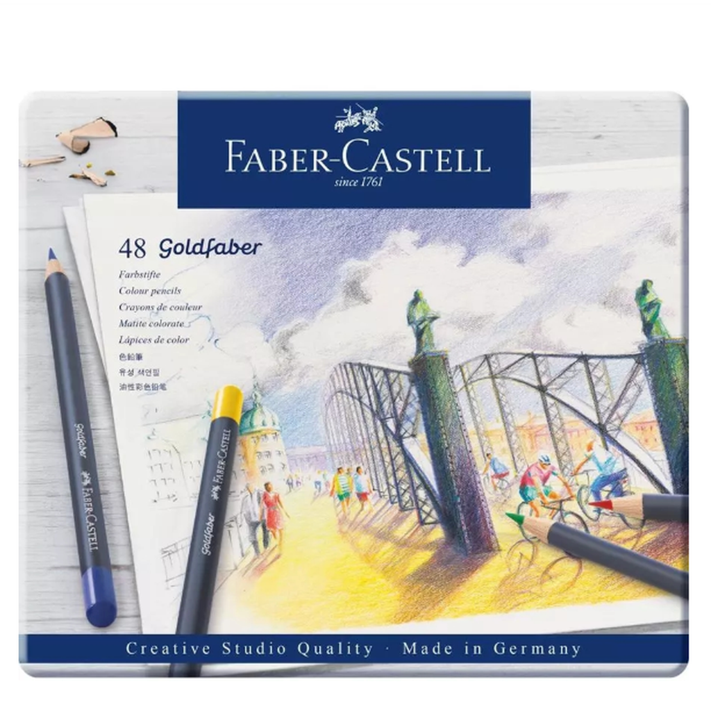 Faber-Castell Boîte en métal de 48 crayons de couleur