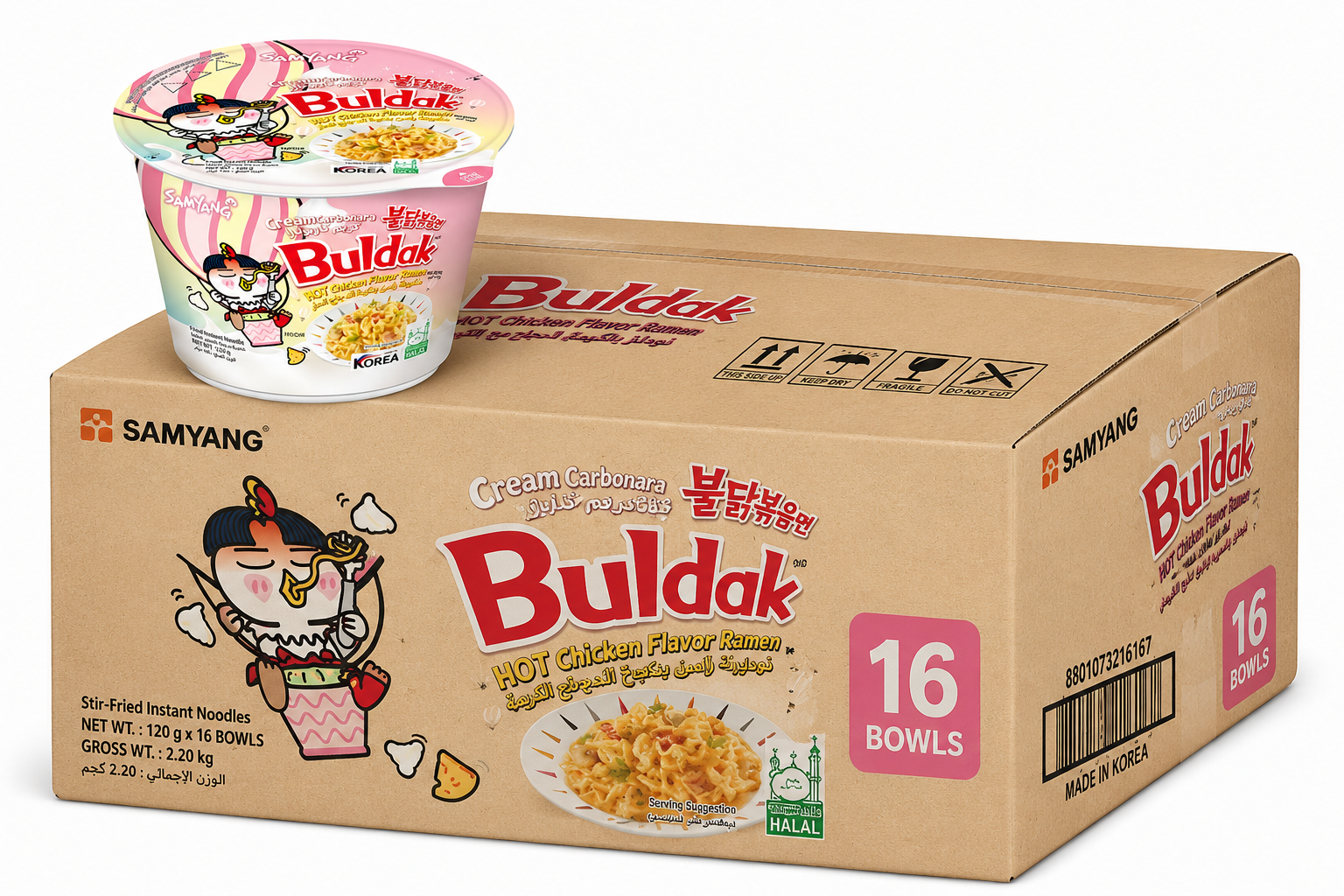 Samyang Ramen Bol de poulet épicé (saveur fromage à la crème) 120 g x 16 (boîte)