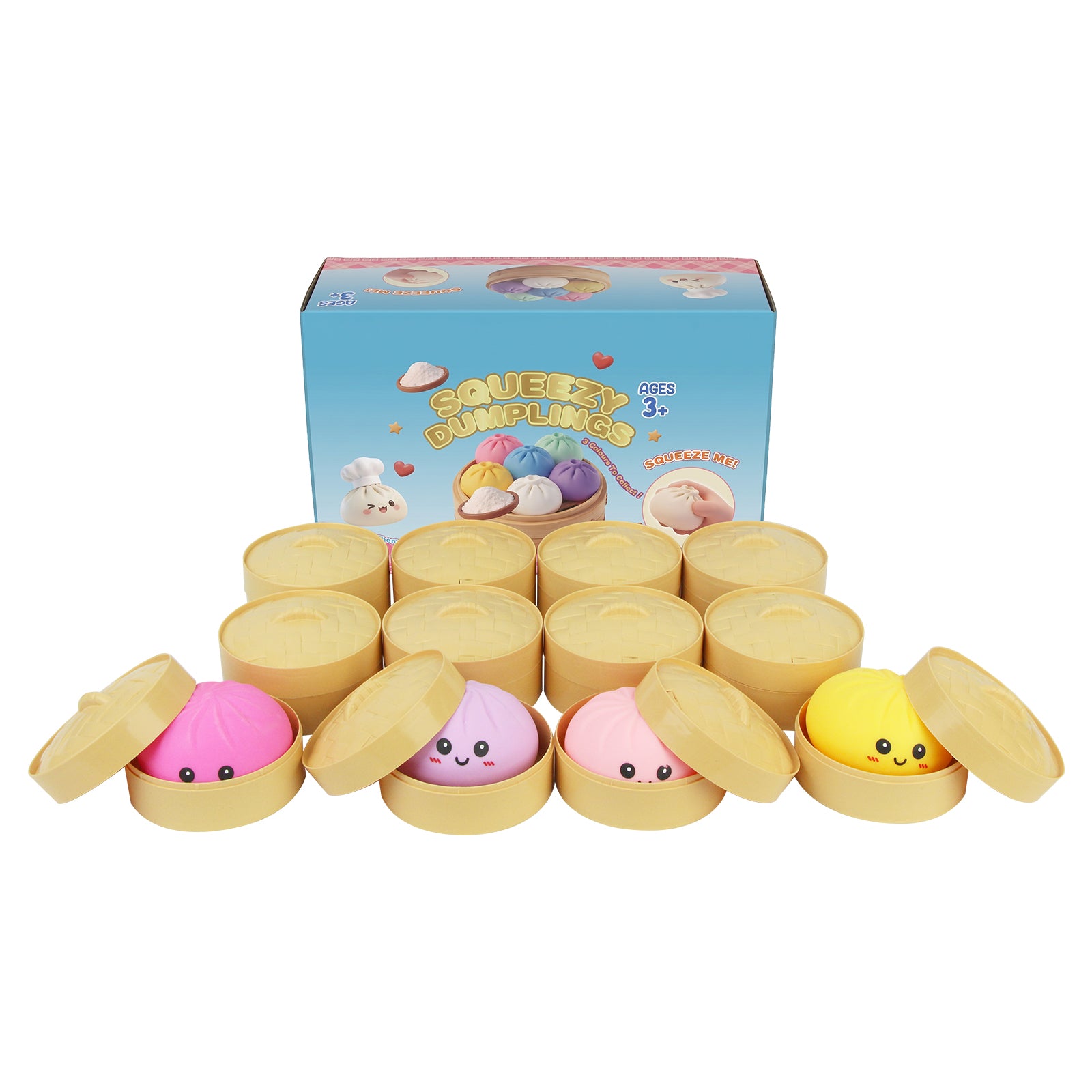 Brioches vapeur aux visages colorés