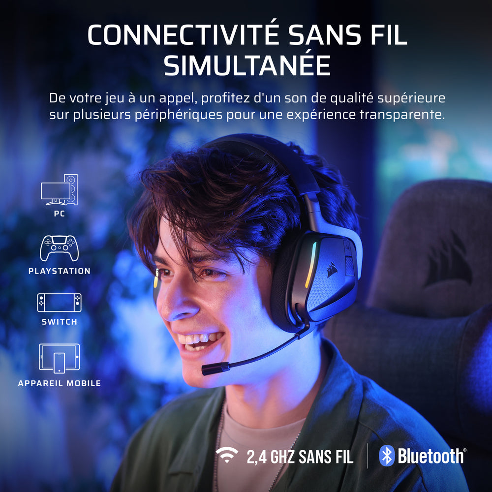 CORSAIR VOID MAX v2 Casque Gaming sans fil - Micro rabattable - Carbone