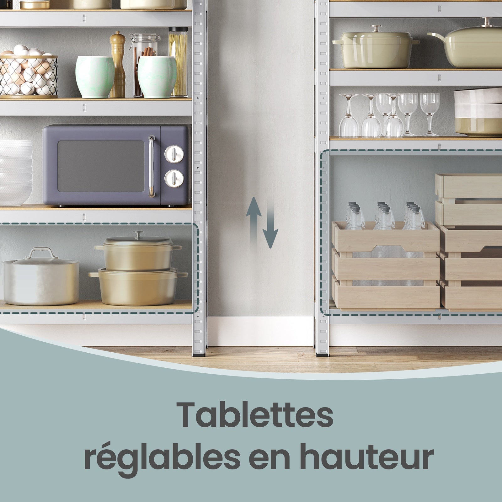 JOYFURNOS Lot de 2 Étagères de Rangement Robustes en Argent, 30 x 75 x 150 cm Chacune, Construction en Cadre en Acier avec 5 Étagères Réglables, Capacité de Charge Maximale 650 kg, Idéal pour la Cave ou le Garage