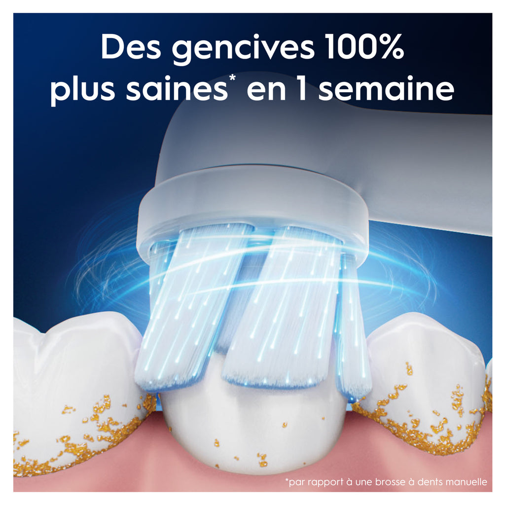 Oral-B iO Pack de 3 Brossettes de Rechange Gentle Care Blanches, Brossage Le Plus Doux, Conviennent Aux Gencives Sensibles, Brossette Pour Les Brosses A Dents Electriques Oral B iO