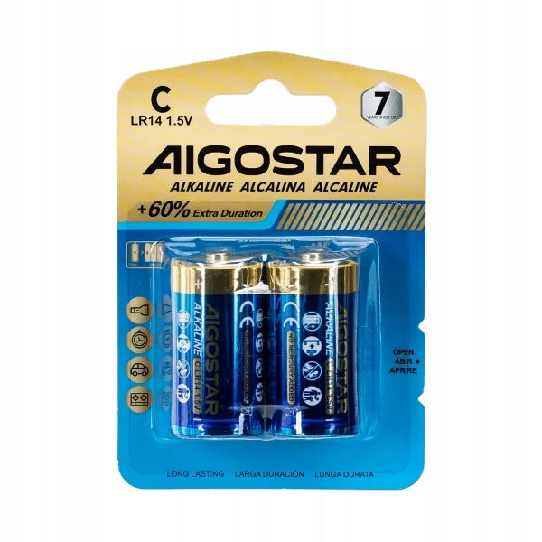 Aigostar Pile alcaline LR14 (C) 1,5 V - 2 pièces