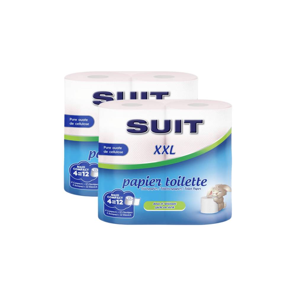 SUIT Papier Toilette Format Compact, 2 Épaisseurs, 420 Feuilles par Rouleau, 8 Rouleaux (2 Paquets de 4)