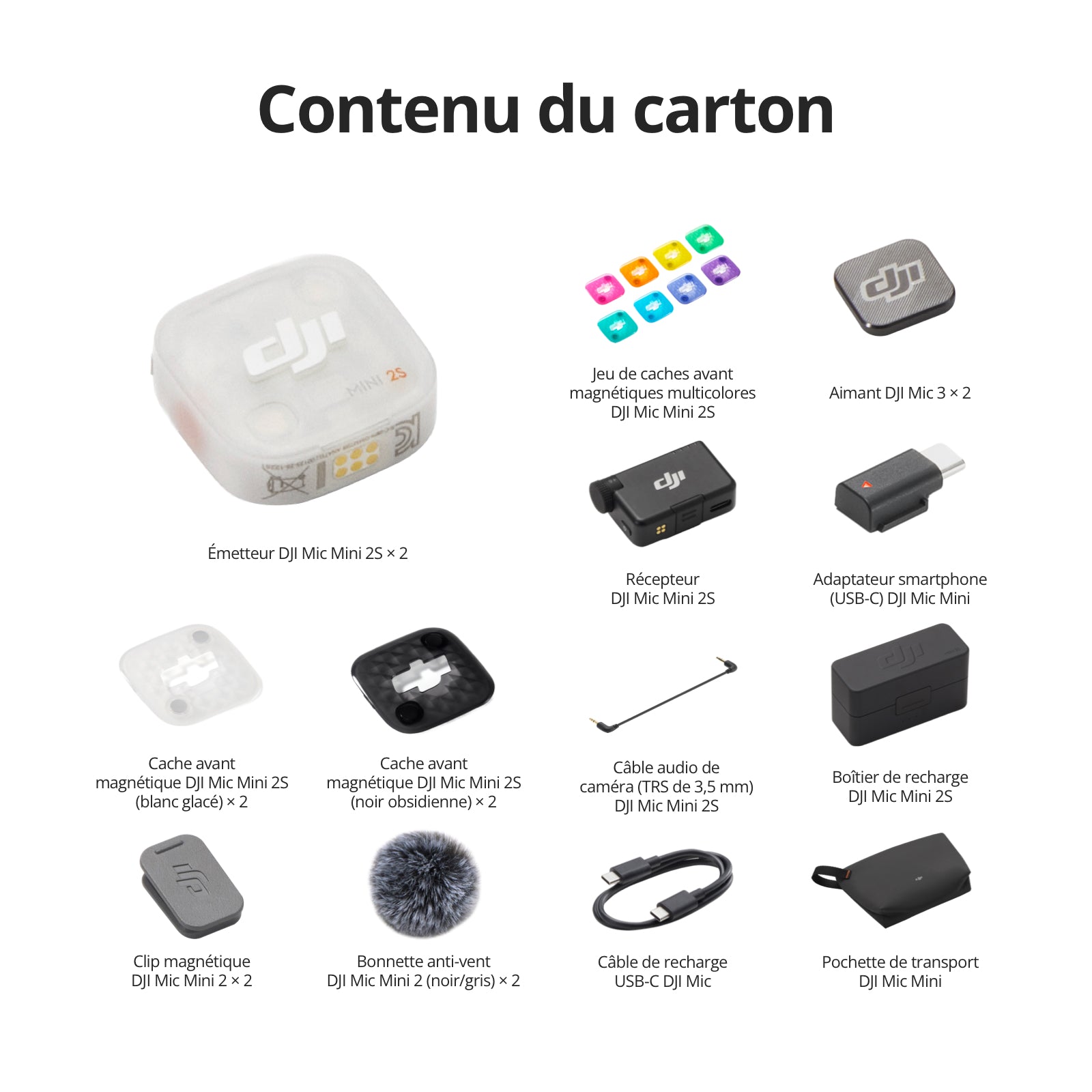 DJI Mic Mini 2S (2 TX + 1 RX + Boîtier de charge)