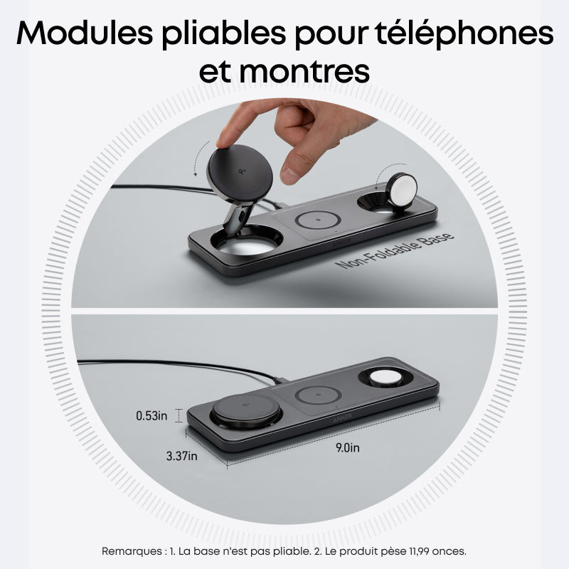 Anker MagGo universel noir, chargeur sans fil USB rapide pour intérieur