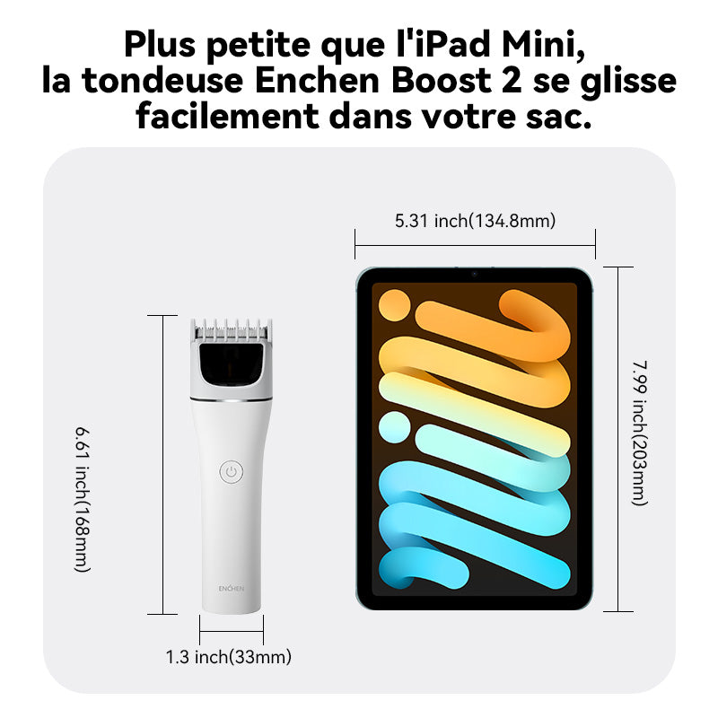 Tondeuse à cheveux électrique sans fil professionnelle ENCHEN White Boost 2 avec chargement rapide USB Type-C, pour hommes adultes, 1 pièce.