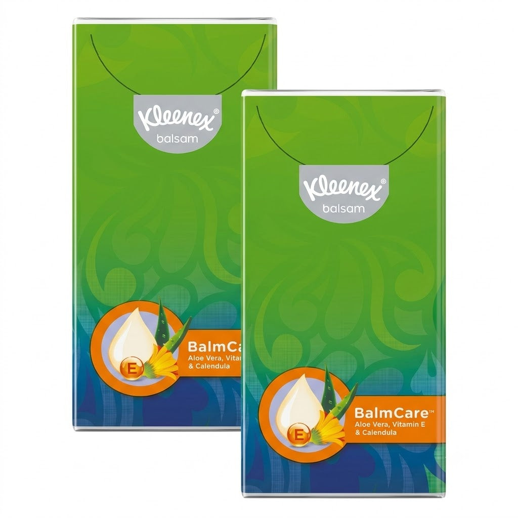 KLEENEX Balsam Mouchoirs en Papier Formule Baume à l'Aloe Vera, 2 Paquets de Poche (2 Paquets de 1)