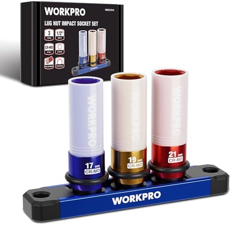 WORKPRO Protections de pneus 3 pièces 1/2'' avec circlips en caoutchouc et sangles de suspension
