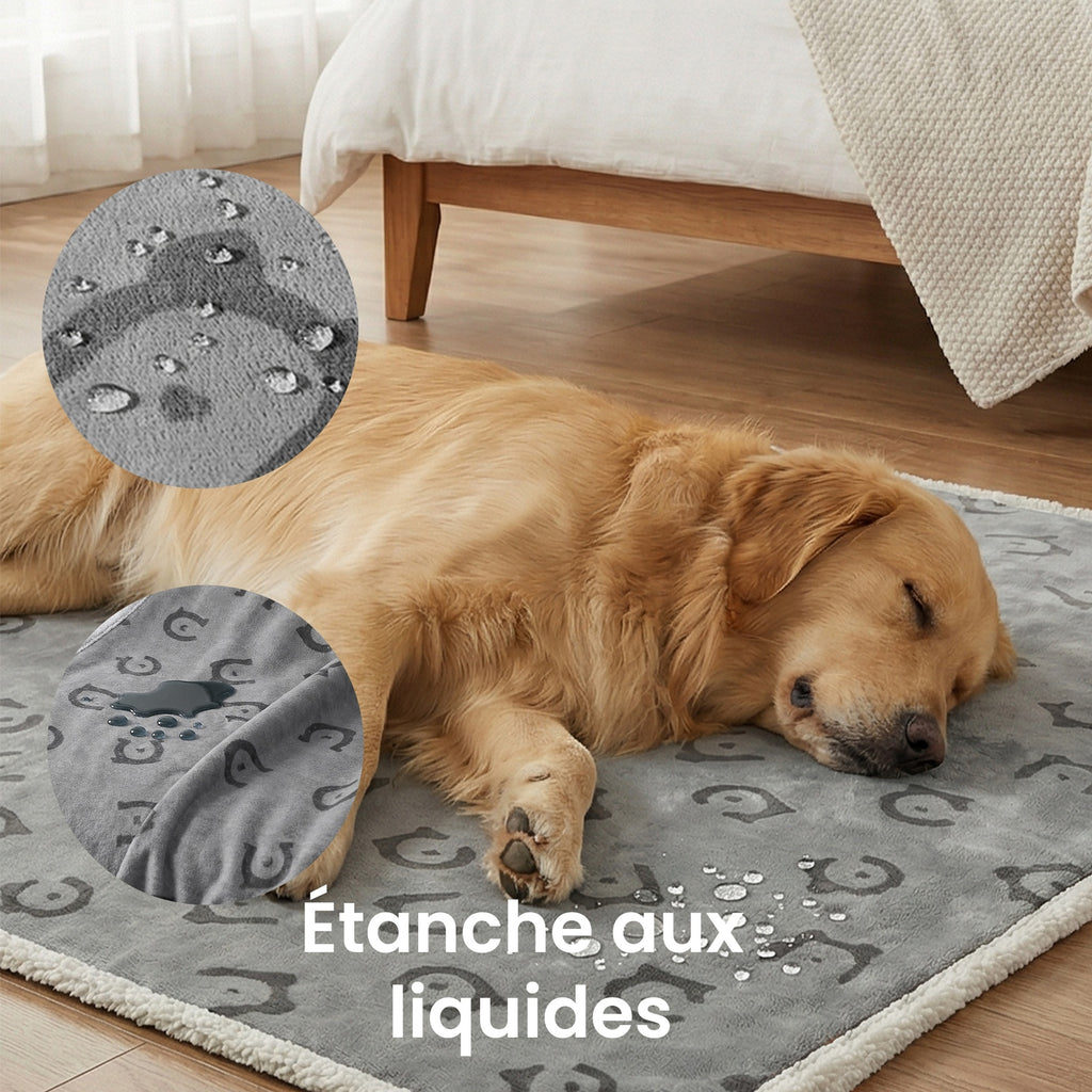 Ochama Couverture imperméable pour chien, 229 x 203 cm, couverture en polaire Sherpa pour animaux, lavable en machine, protège-canapé pour chien réversible, gris