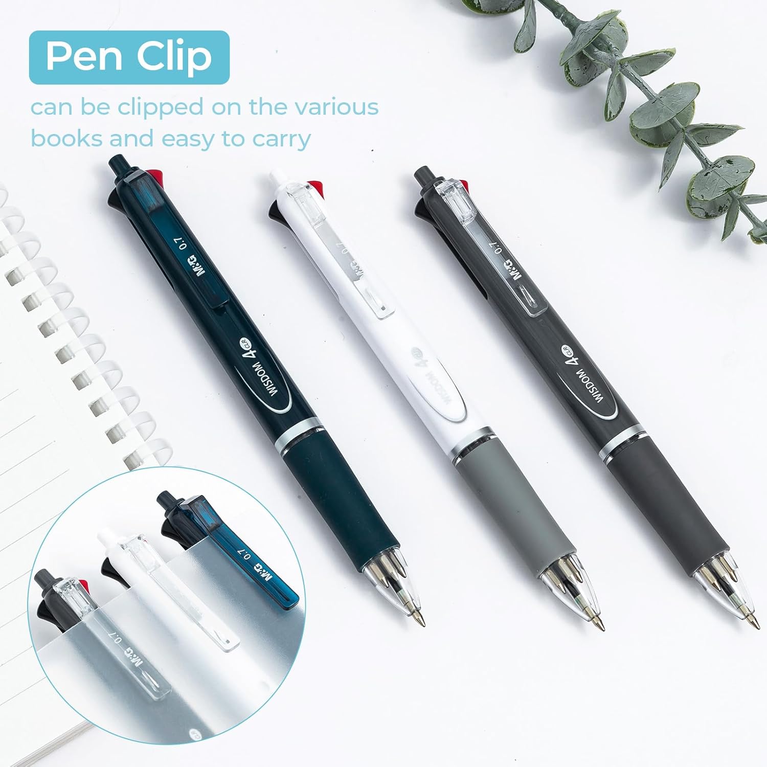 M&G Lot de 3 stylos à bille multicolores rétractables 4 en 1, Pointe fine 0,7 mm, Recharge grande capacité, Zone de préhension antidérapante, Écriture fluide, pour école et bureau