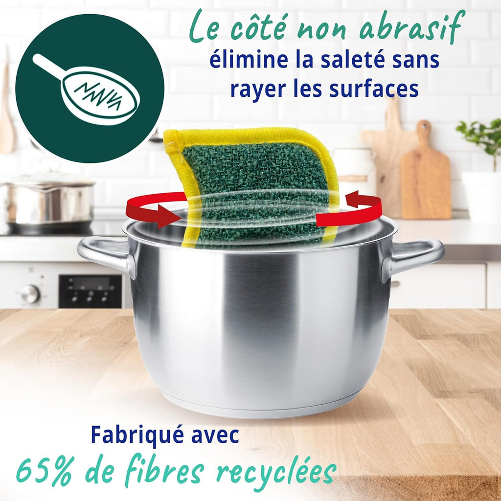 SPONTEX Flex & Wash Éponges réutilisables lavables en machine non abrasives 4 éponges