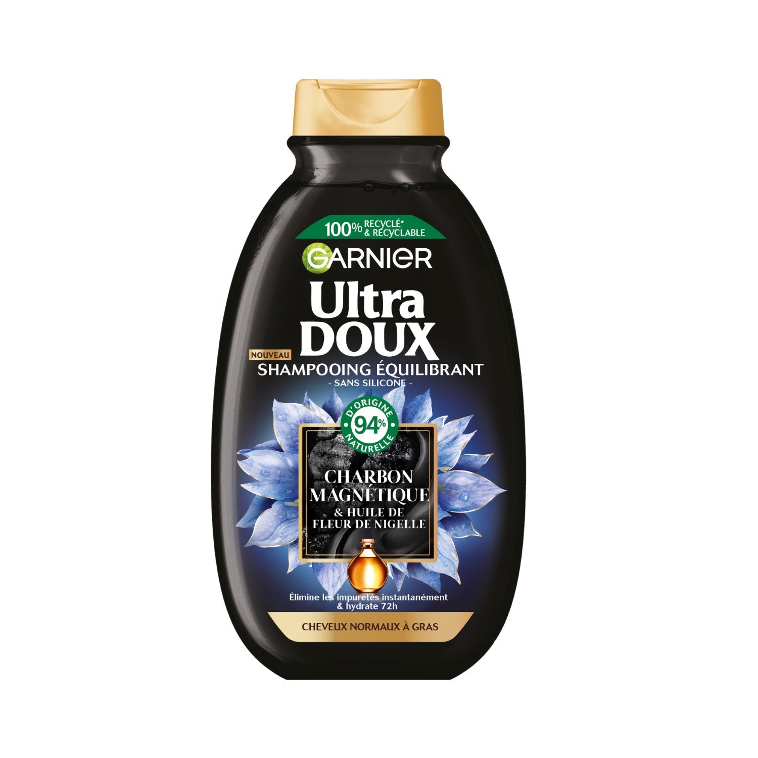 Garnier Ultra Doux Shampooing Équilibrant au Charbon Magnétique & Huile de Fleur de Nigelle 250ml