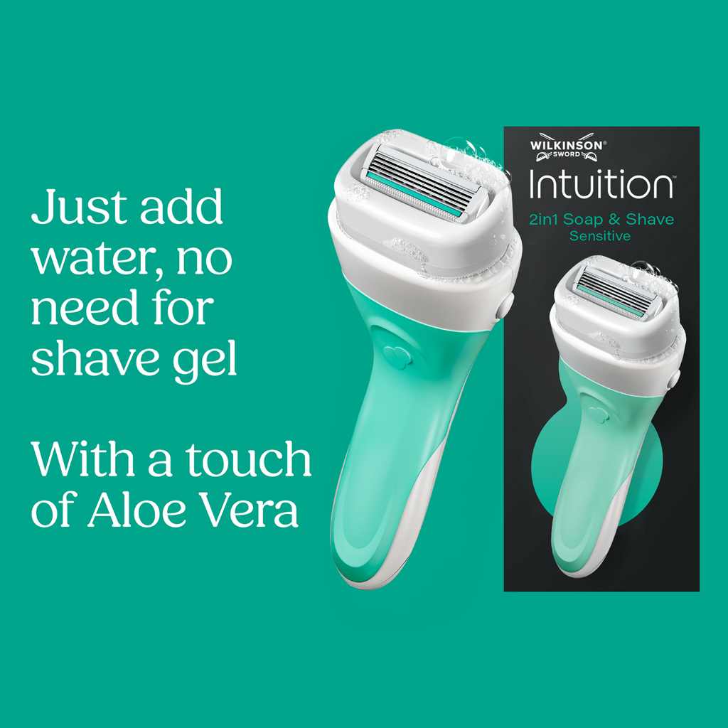 Wilkinson Sword Intuition 2-en-1 - Savon & Rasoir Sensitive Femme - 1 Manche + 1 Recharge