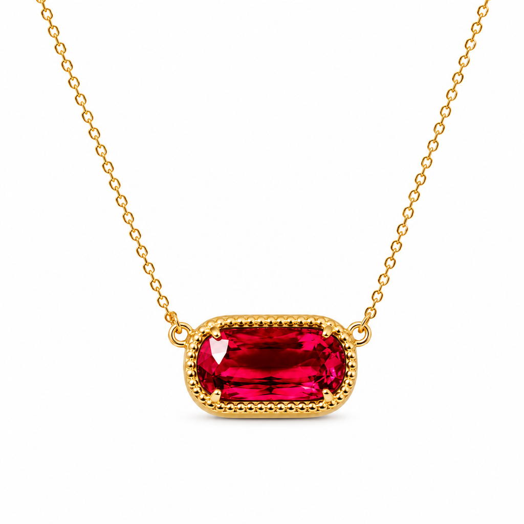 VoxorAI Collier, Collier hypoallergénique en pierre naturelle, Collier en zircon, Chaîne de clavicule avec pendentif en cristal, Toutes saisons, Rouge