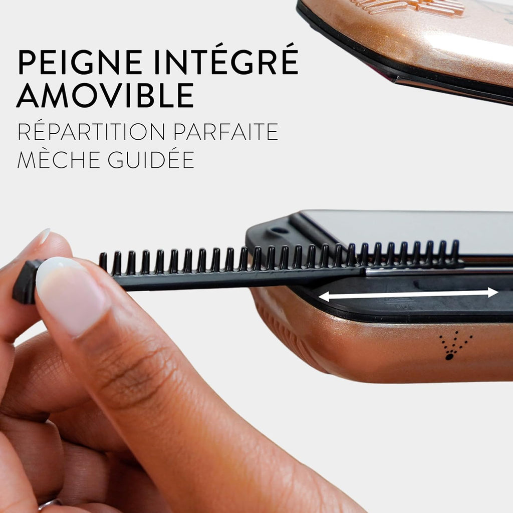 SAINT ALGUE Demeliss Titanium - Lisseur Vapeur Professionnel à Plaques Titane, Hydratation Intense, Or