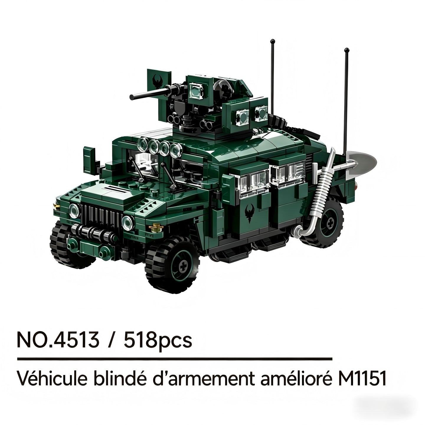 WANGE M1151 Véhicule de transport d'armement amélioré 518 pièces Ensemble de blocs de construction Pour constructeurs amateurs