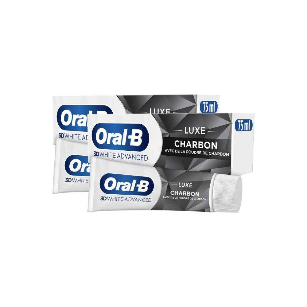 Oral B 3D WHITE ADV LUXE Charcoal Toothpaste 75 ml - Pack of 2 (2 x 75ml = 2 tubes)