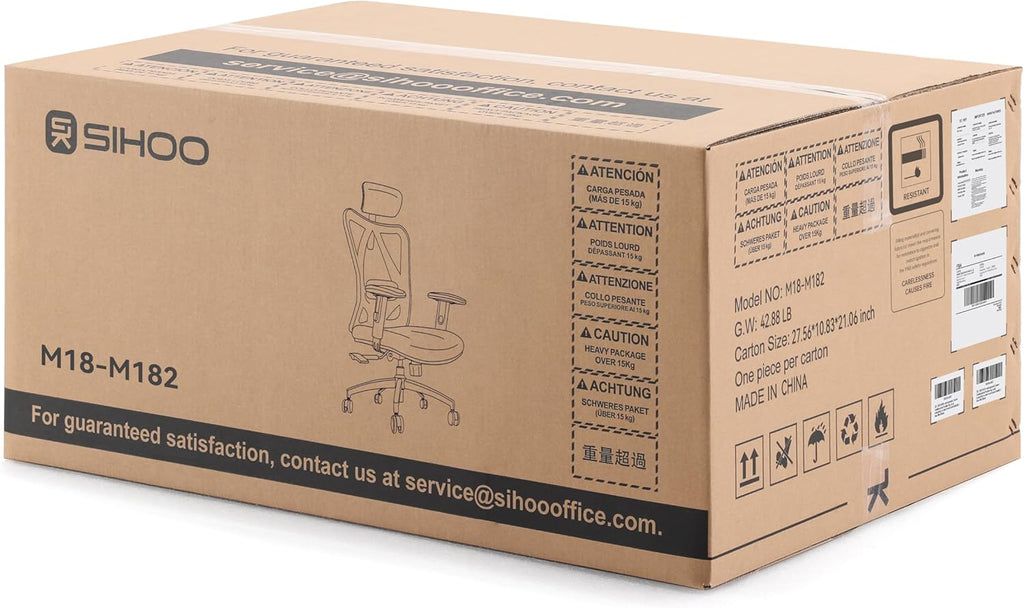 SIHOO M18 Chaise de bureau ergonomique avec appui-tête et lombaire réglables pivotante à haut dossier - Rose Morandi