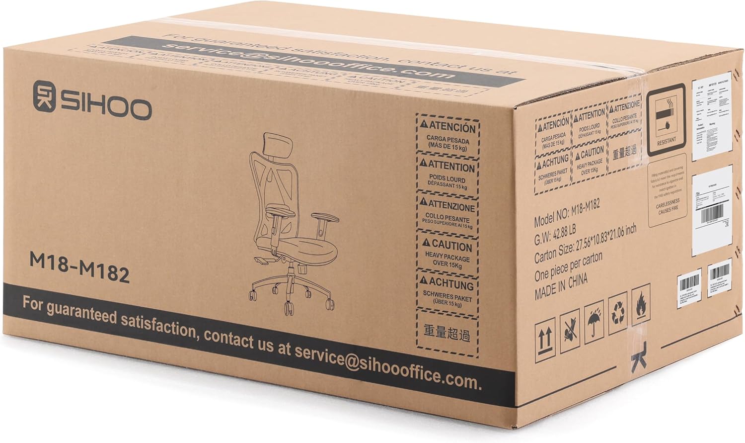 SIHOO M18 Chaise de bureau ergonomique avec appui-tête et lombaire réglables pivotante à haut dossier - Rose Morandi