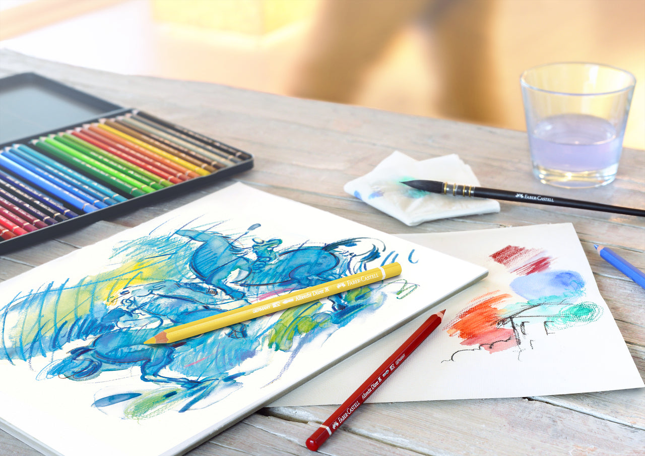 Faber-Castell Boîte en métal de 36 crayons de couleur aquarellables