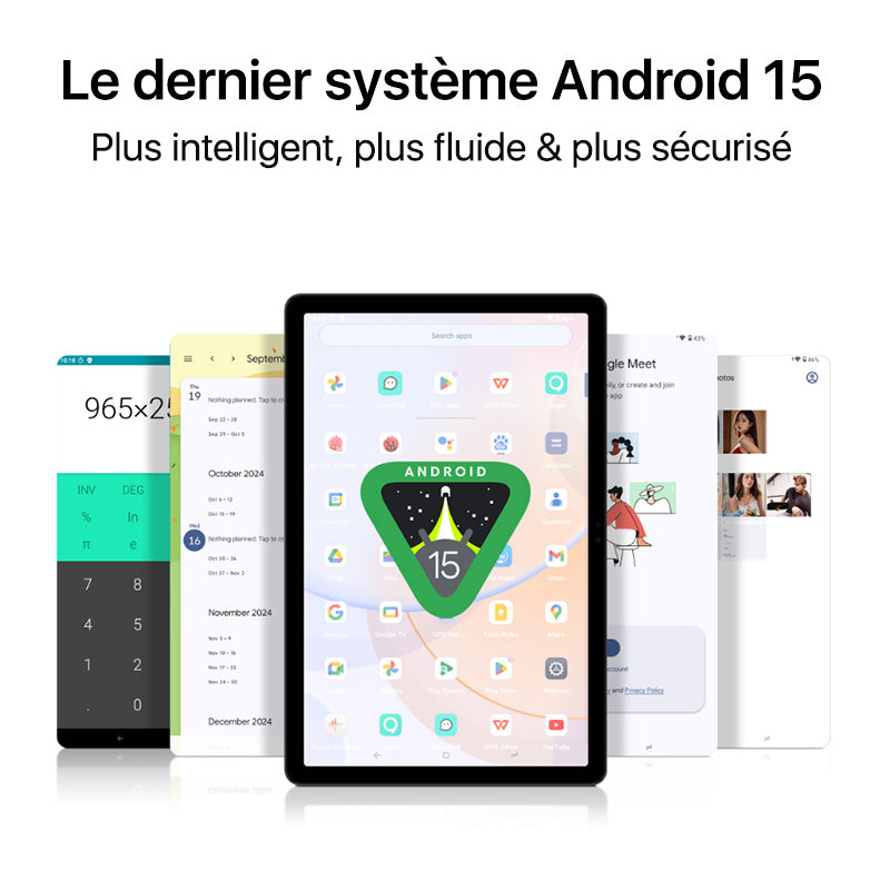 DOOGEE U11 tablette Android 15 de 11 pouces, IA Gemini, 16GB+128GB/2TB, 8580mAh, Unisoc T7200, 5G/Wi-Fi, prise en charge de Widevine L1, Bluetooth 5.0, 13MP+5MP, GPS, OTG, noir