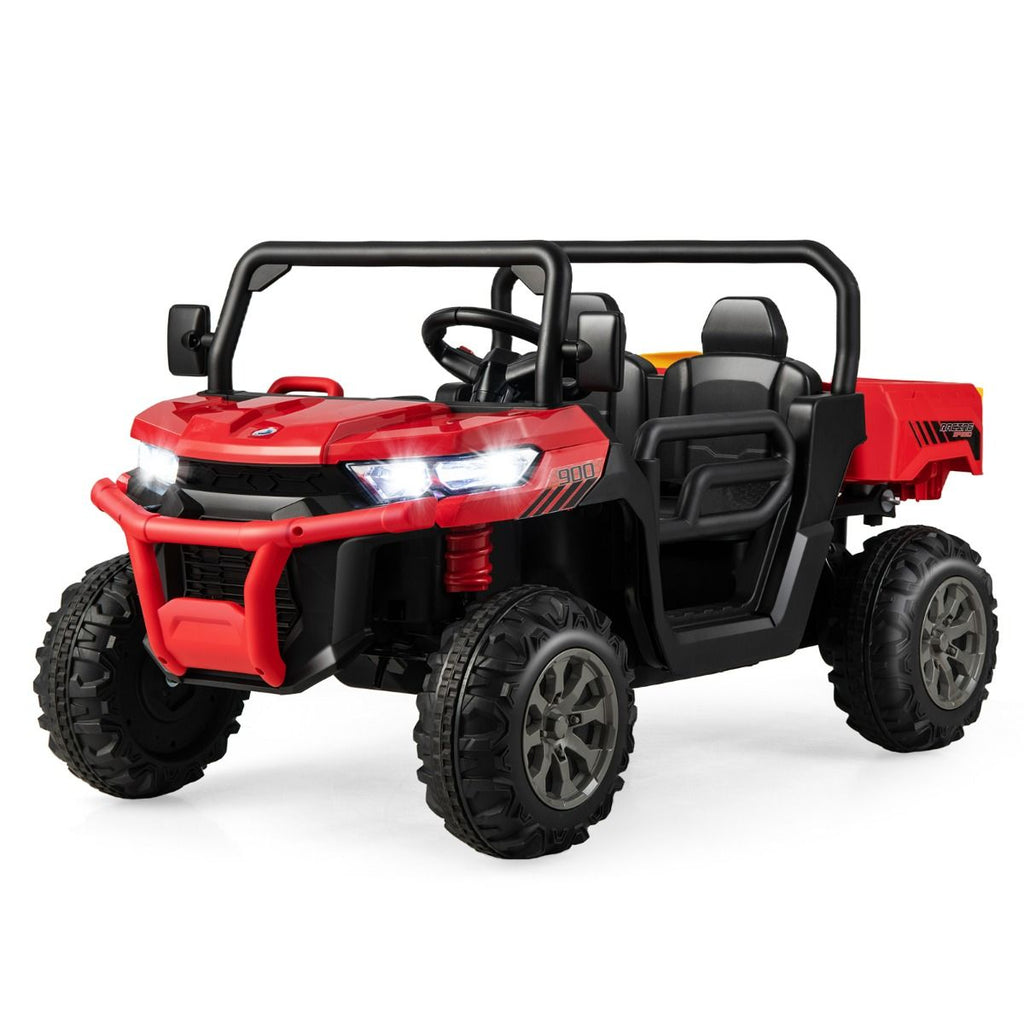 Costway Voiture électrique à monter pour enfants 2 places 12 V Double moteur Avec télécommande 2,4 GHz Vitesse 3-8 km/h Charge 50 kg Âge 3-8 ans Rouge