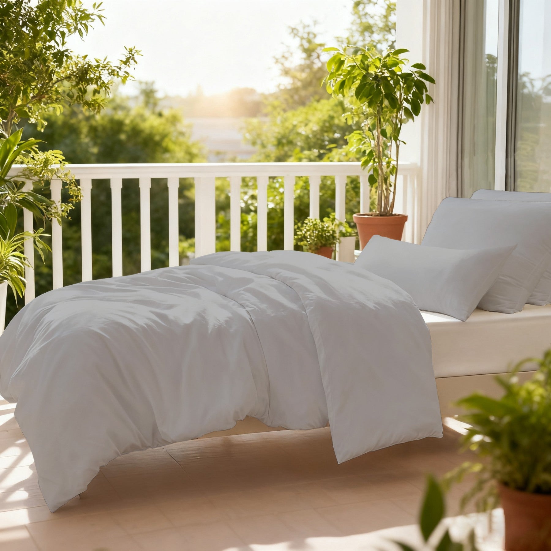 LeBonsoir Parure de lit brossée avec 1 housse de couette 155 x 220 cm et 2 taies d’oreiller 80 x 80 cm, avec fermeture éclair - Gris clair