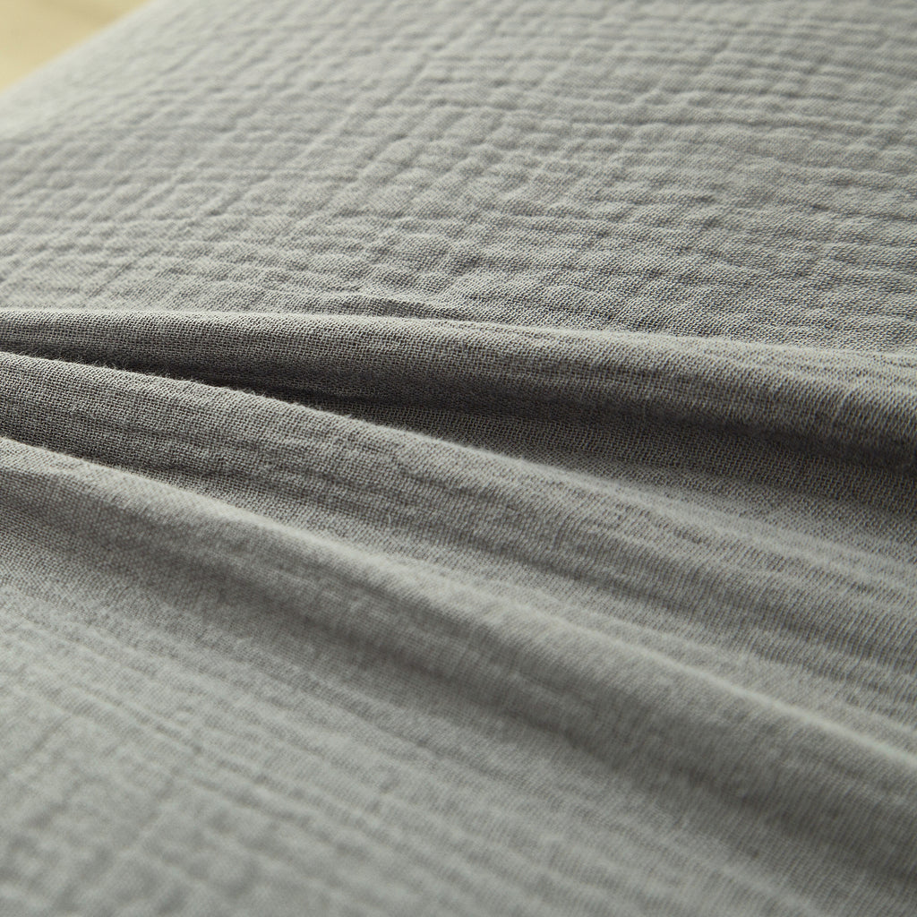 Ensemble housse de couette et taies d'oreiller en double gaze de coton, gris foncé, 200 x 200 cm + 80 x 80 cm x 2