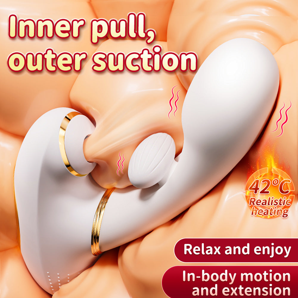 AAV Vibromasseur Va-et-Vient 4-en-1 pour Femme, 23,4 cm, 1 Pièce, Violet, avec 9 Modes Poussée, Succion, Vibration & Chauffage, IPX6 Étanche, Silencieux & Rechargeable