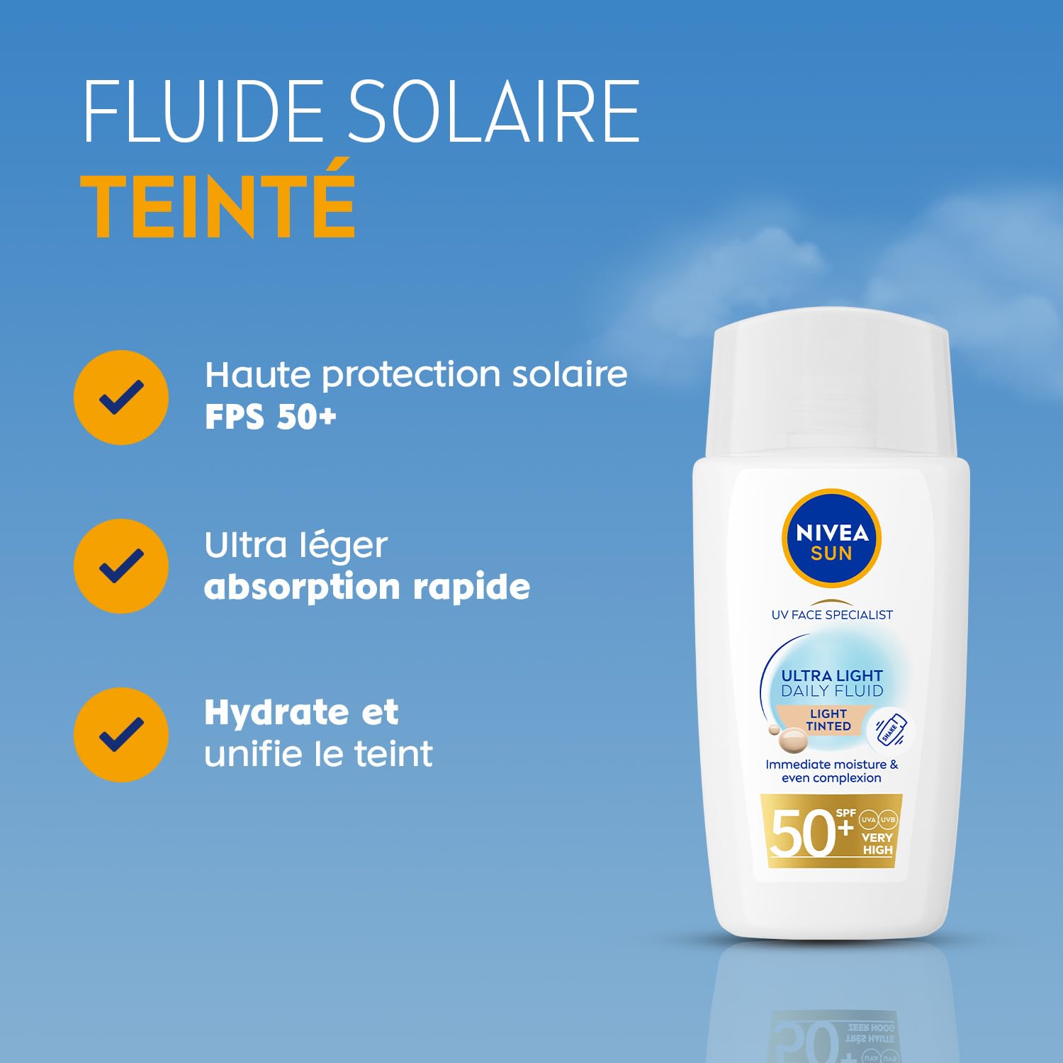 NIVEA SUN Fluide UV Quotidien Ultra-Léger Claire SPF50+ - 40 ml