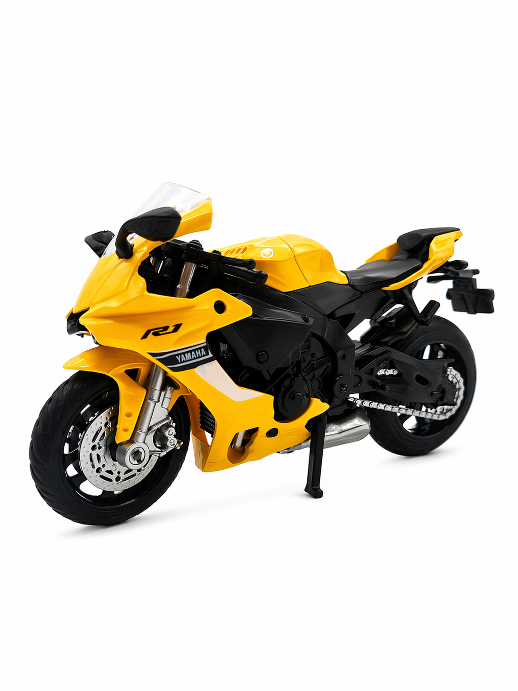 CCA 1:18 Moto modèle en métal coulé sous pression Yamaha YZF-R1 - Jaune, Suspension arrière fonctionnelle, Prêt à offrir, Détails réalistes, Parfait pour exposition sur bureau
