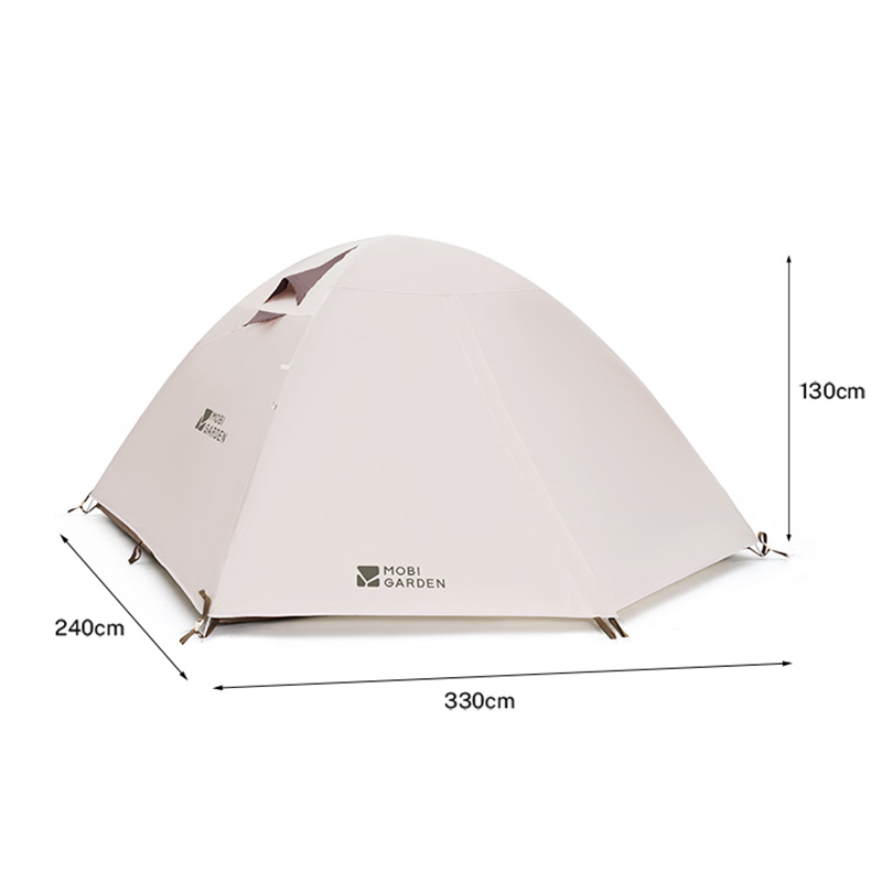 Mobi Garden, Tente de trekking en polyester LUNTA 68D, Tente imperméable ultralégère, Tente de camping de trekking double, Abri de plein air léger, Blanc, Cadre en alliage d'aluminium avec conception imperméable et respirante