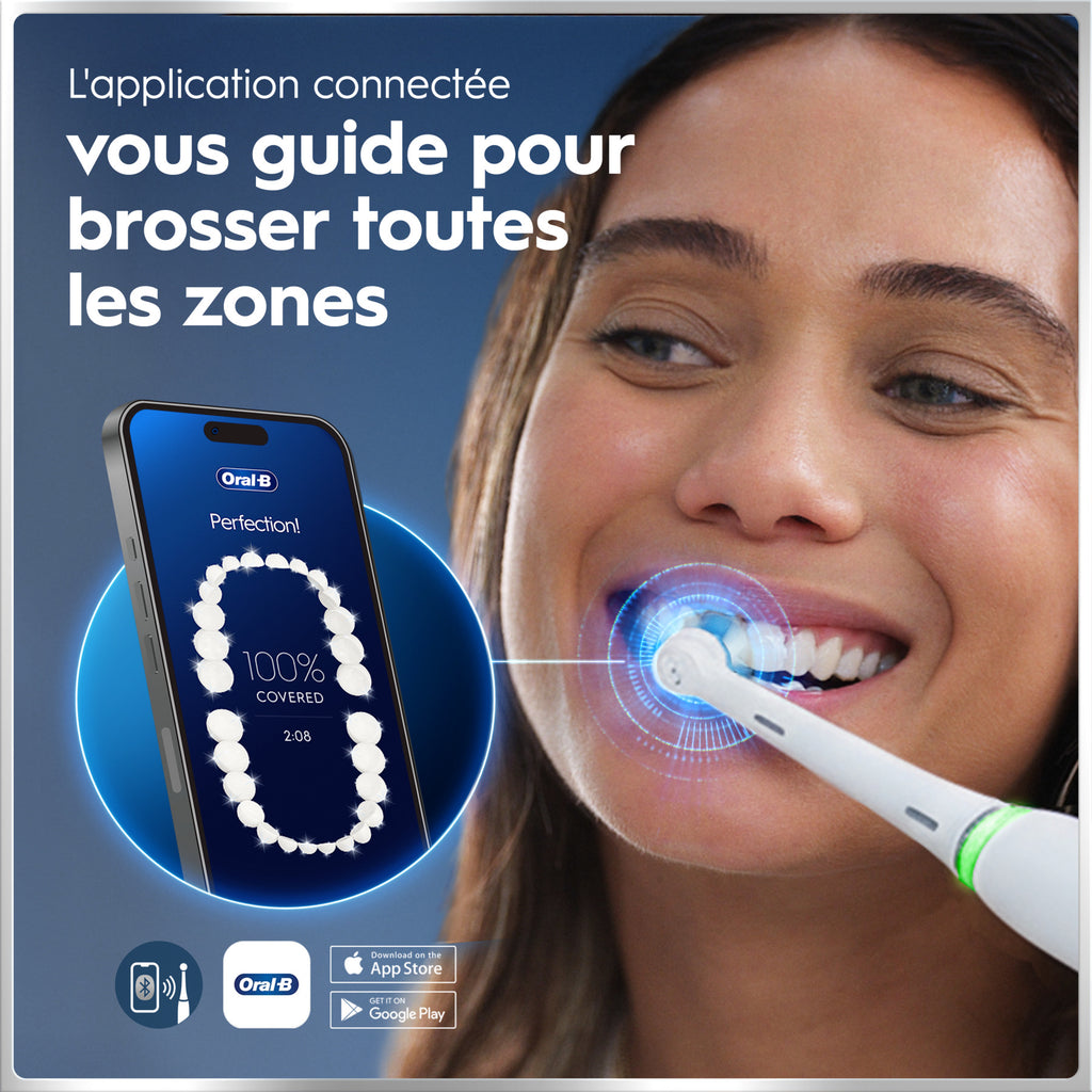 Oral-B iO 5N Brosse à dents électrique blanche, 1 tête de brosse, 1 étui de voyage