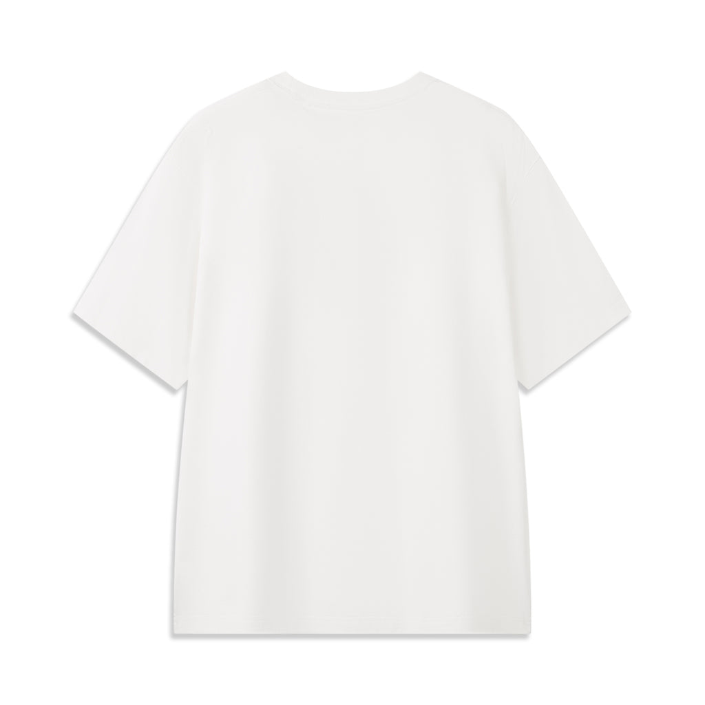 LI-NING T-shirt de sport et de loisir quotidien court commémoratif Curry Blanc L