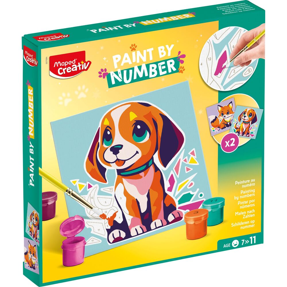 Maped Creativ Peinture par Numéros – Chien et Renard – Activité de Peinture pour Enfants