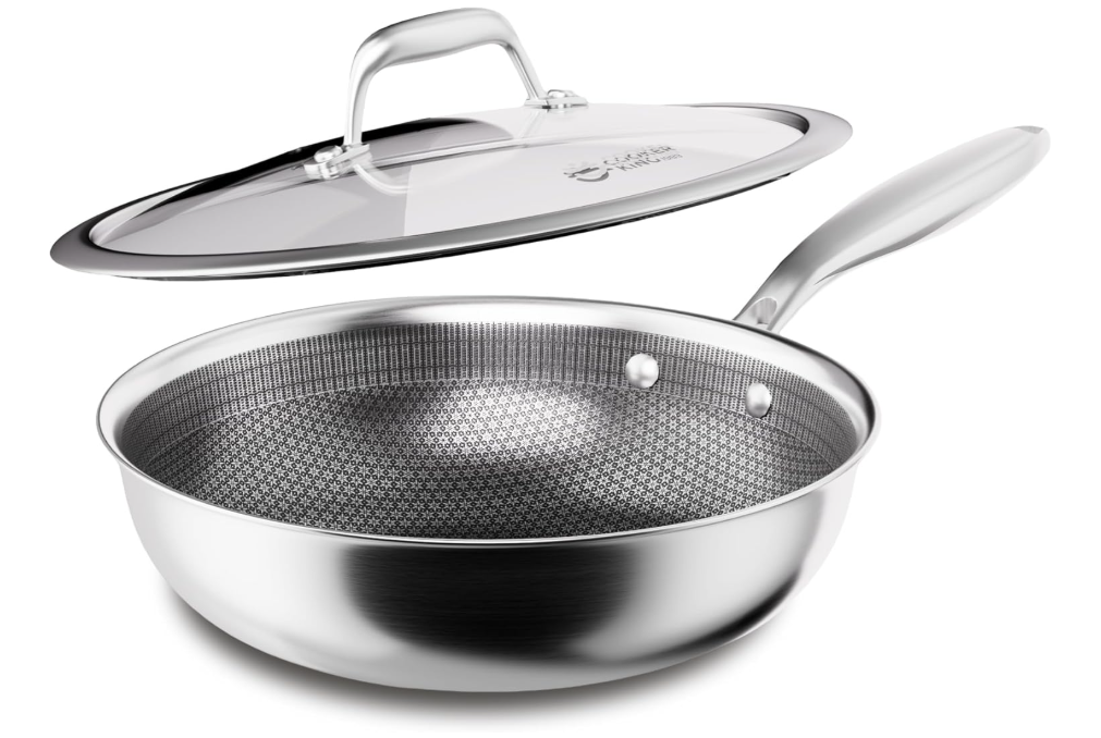 Wok antiadhésif en acier inoxydable à triple couche 30 cm