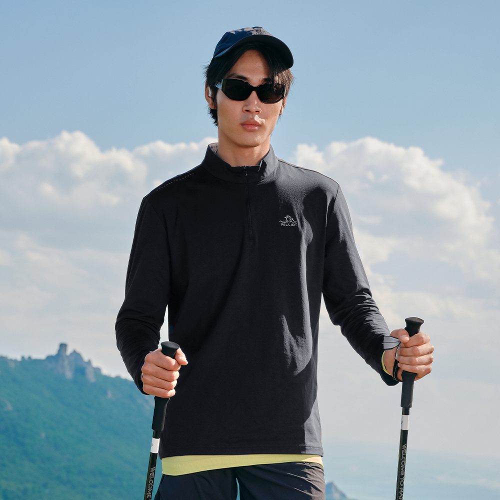 PELLIOT T-shirt à manches longues pour homme Noir XXL Voyage Camping Étanche Durable