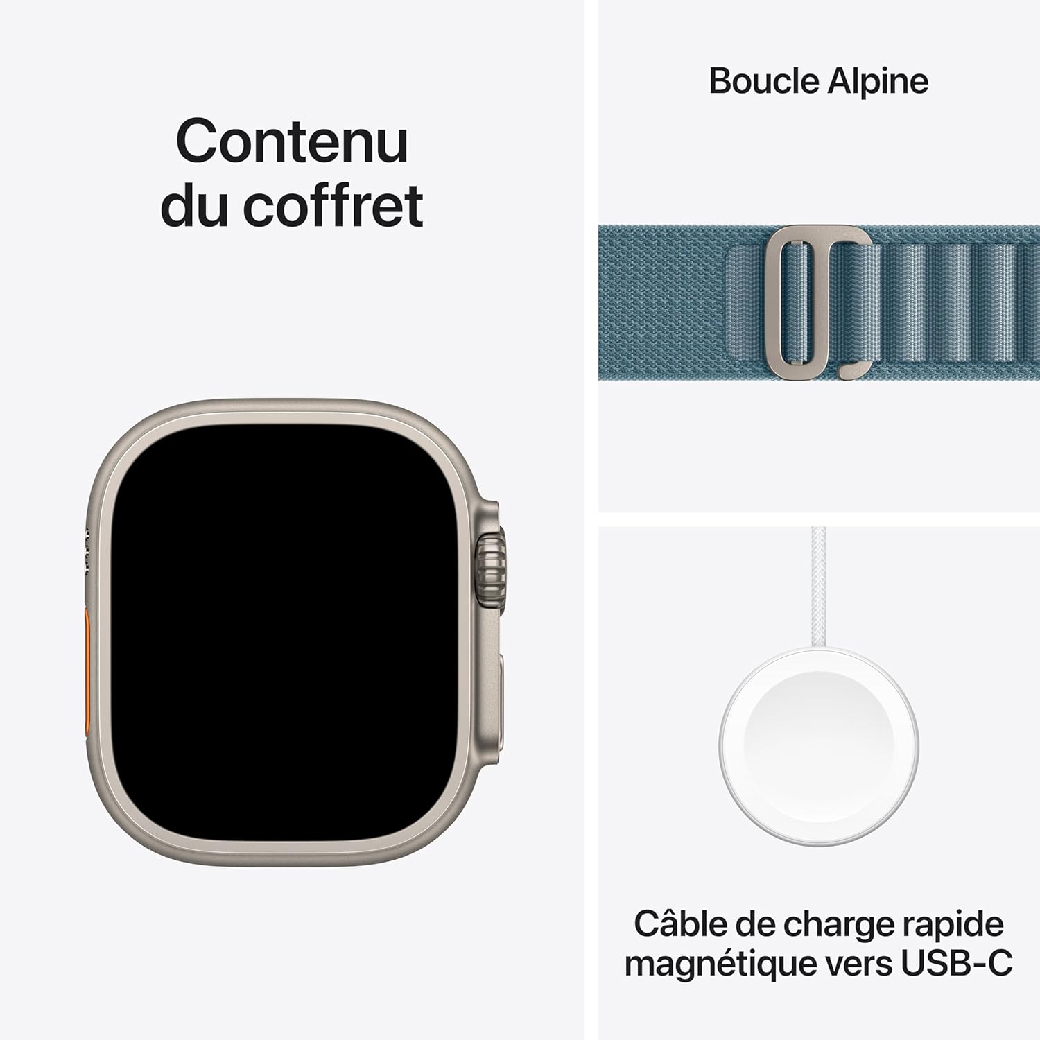 Apple Watch Ultra 3 GPS + 4G 49 mm avec boîtier en titane naturel et Boucle Alpine bleu clair - Medium