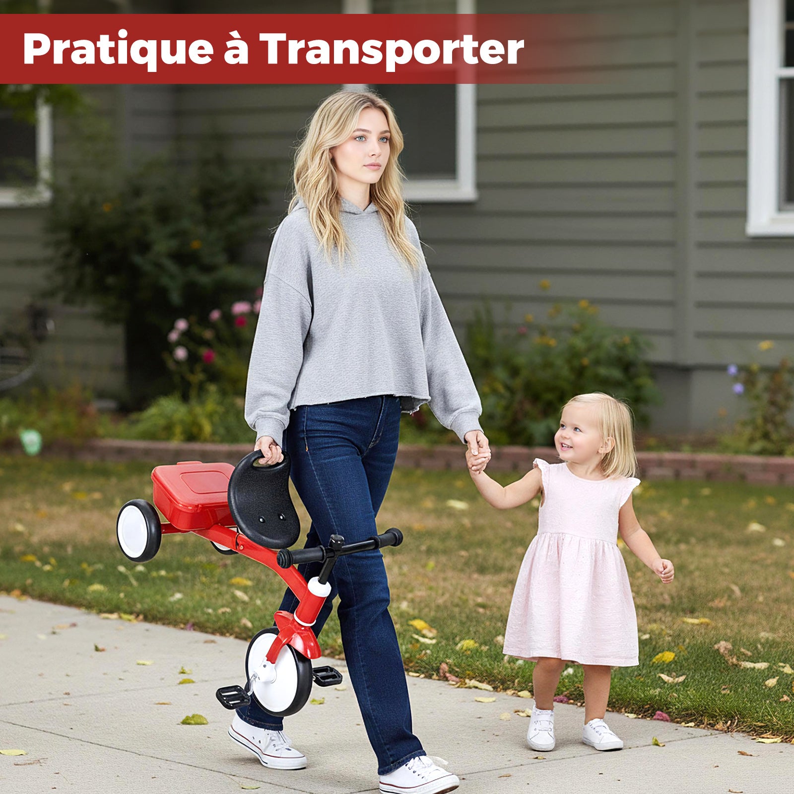 Tricycle pour enfants avec roues lumineuses et siège réglable à 4 positions