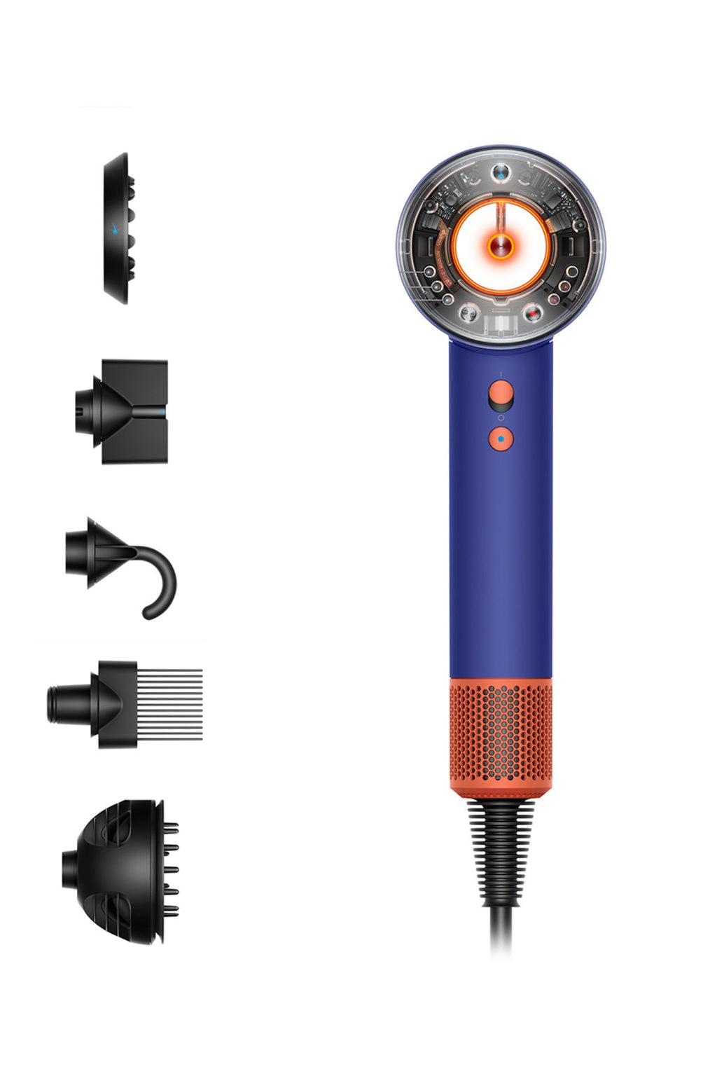 Dyson Supersonic Nural HD16 Sèche-cheveux professionnel ionique, 1600 W, 4 réglages de chaleur, 3 réglages de vitesse, avec accessoires, Bleu Periwinkle/Bleu Topaze, Prise UK