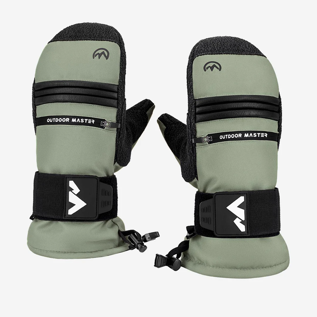 OutdoorMaster Moufles de ski imperméables 3M et Kevlar pour adultes hommes et femmes gris taille L