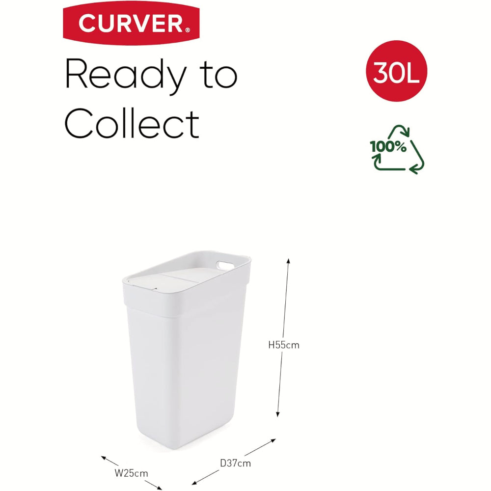 CURVER Poubelle de tri READY TO COLLECT 30L 36.7 x 24.6 x 55.1 cm
