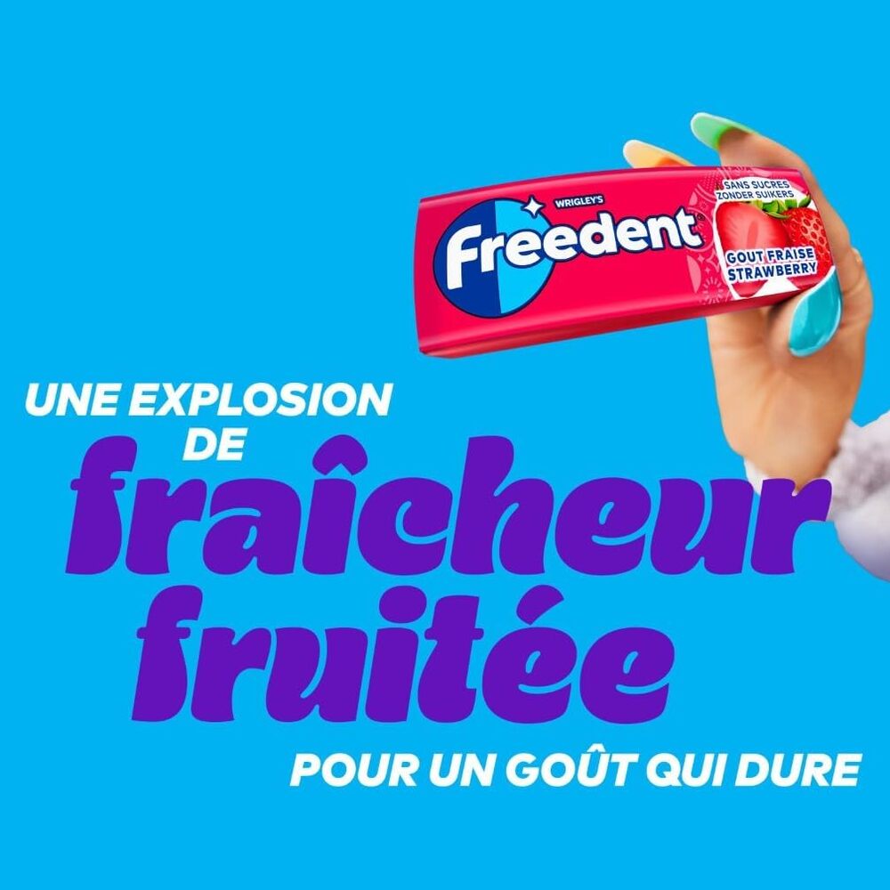 FREEDENT Chewing Gum à la fraise 5 paquets de 10 dragées - 70 g