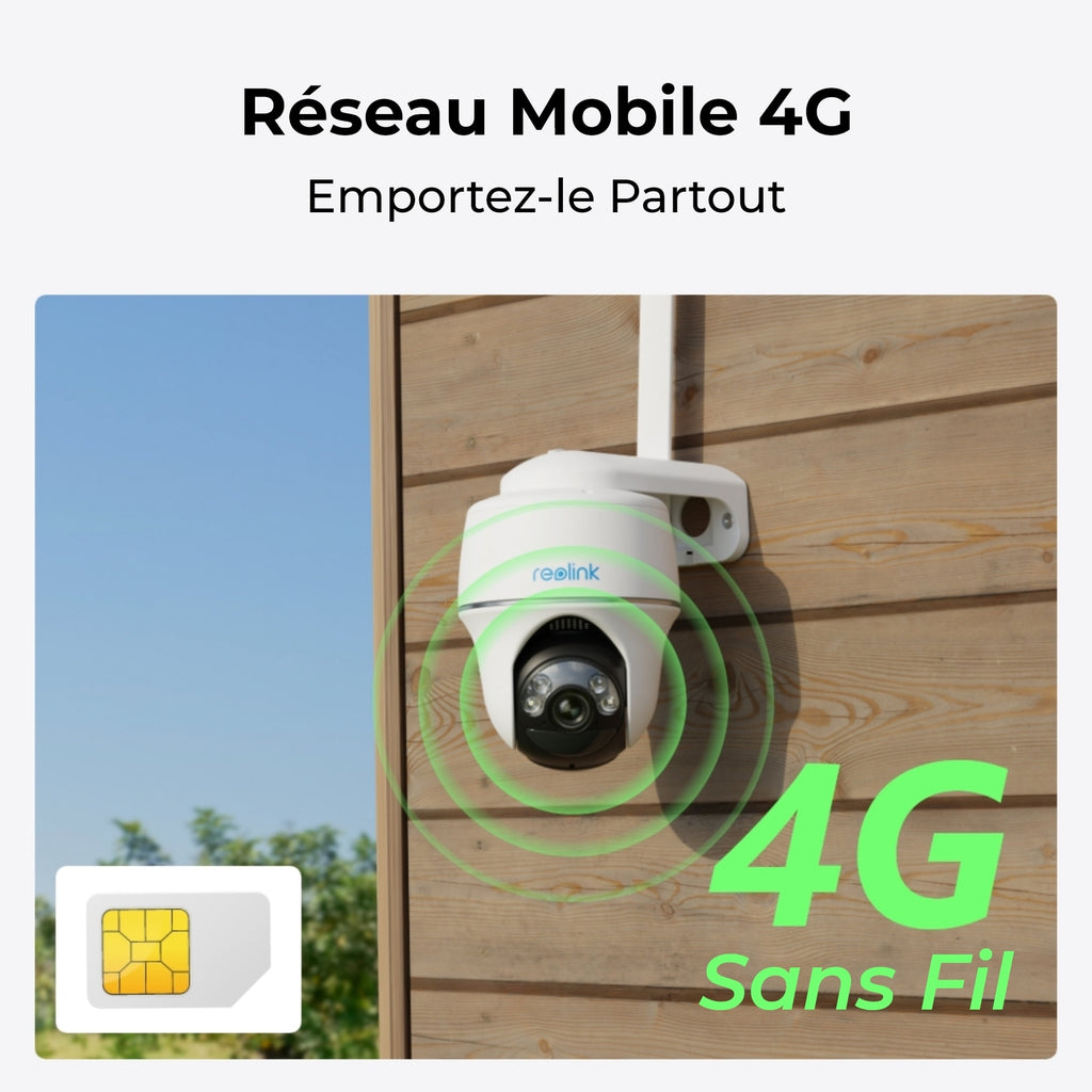 REOLINK G430 – Caméra de surveillance 4MP Pan-Tilt 4G LTE – Blanche – Avec panneau solaire