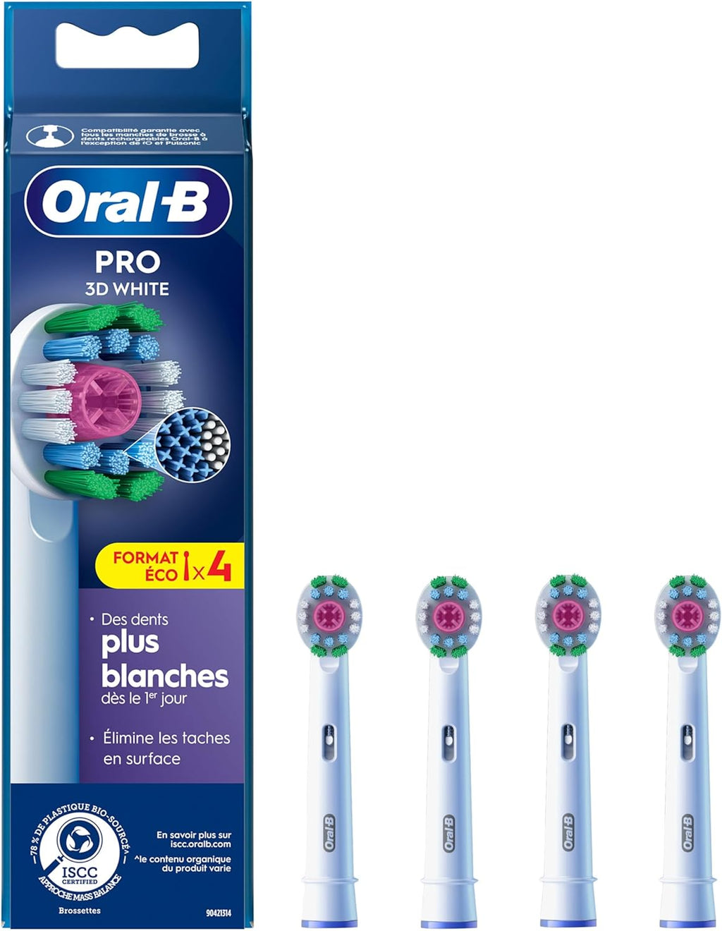 Oral-B Pro 3D White EB18-4 - Brossettes de Rechange pour Brosse à Dents Électrique - Pack de 4